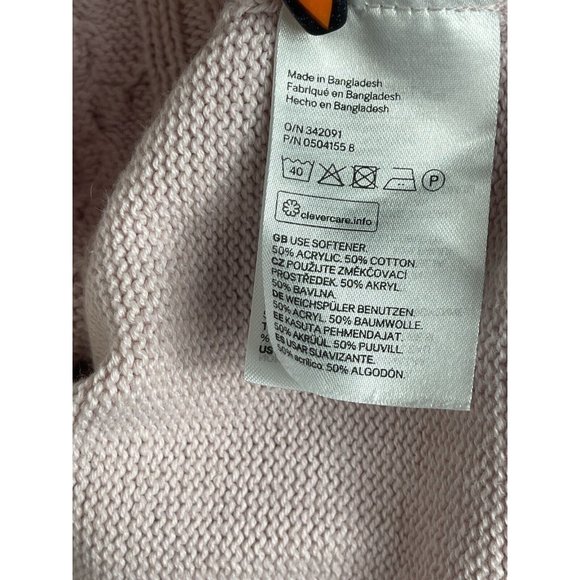 H&M Womens Sweater Size S Pink Cable Knit Pullover Long Sleeve Crew Neck Basic - Picture 9 of 9